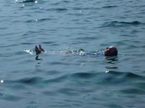 Floating in the water