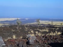 Lava field mountain to sea
